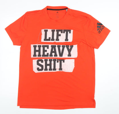 Mens UK Size L adidas Orange  T-Shirt