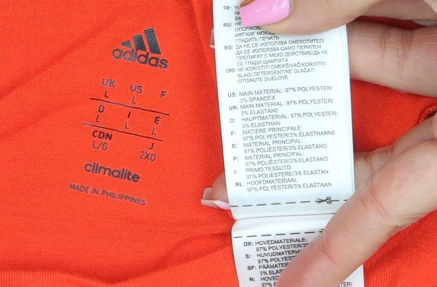 Mens UK Size L adidas Orange  T-Shirt