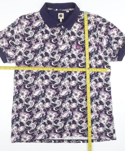 Pretty Green Men's Multicoloured L Retro Floral Cotton Polo