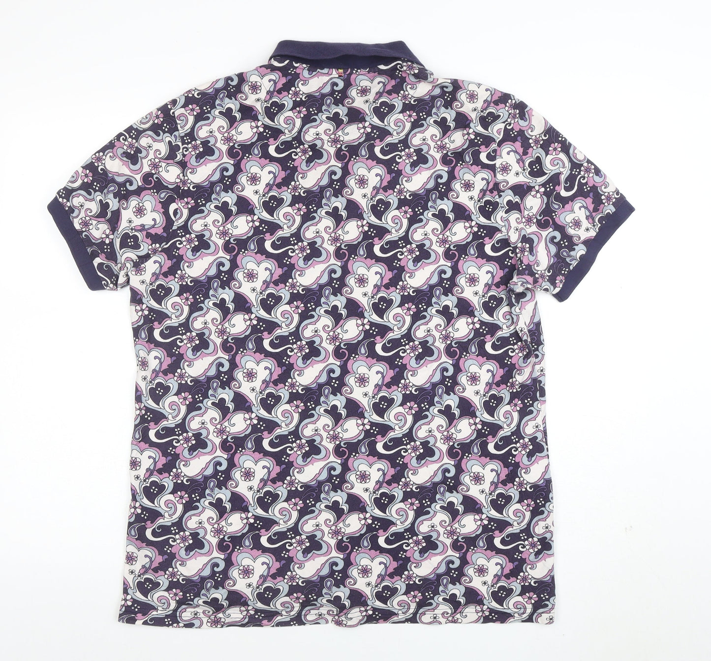 Pretty Green Men's Multicoloured L Retro Floral Cotton Polo
