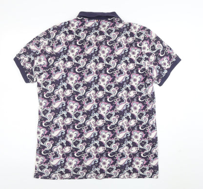 Pretty Green Men's Multicoloured L Retro Floral Cotton Polo