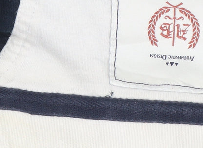 Atlantic Bay Men's Navy White Striped Polo Shirt Size L 100% Cotton