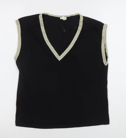 Womens UK Size S VERO MODA Black Basic T-Shirt