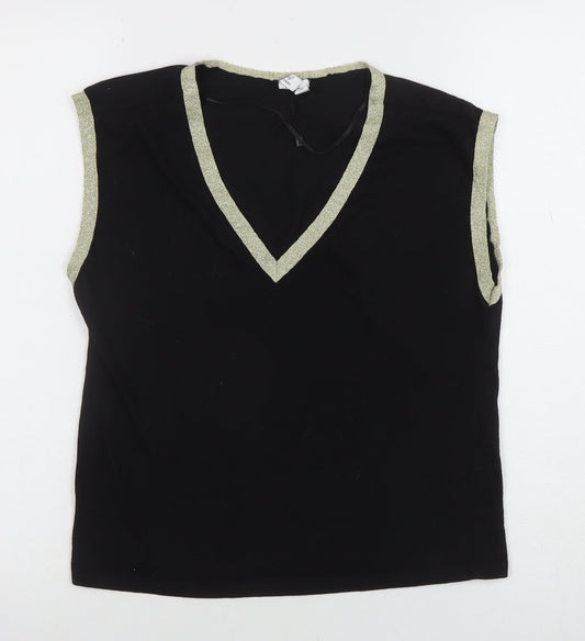 Womens UK Size S VERO MODA Black Basic T-Shirt