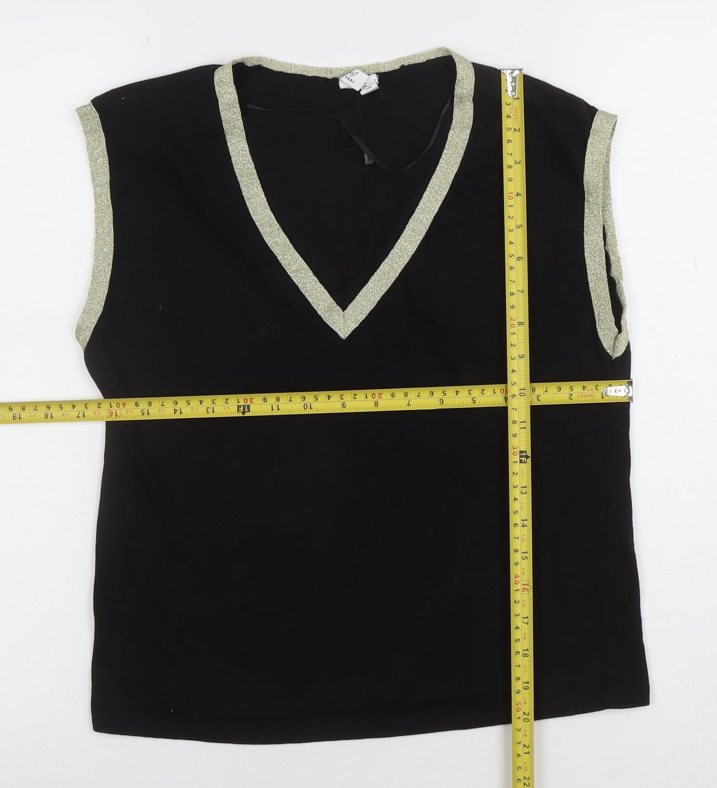 Womens UK Size S VERO MODA Black Basic T-Shirt