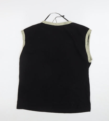 Womens UK Size S VERO MODA Black Basic T-Shirt