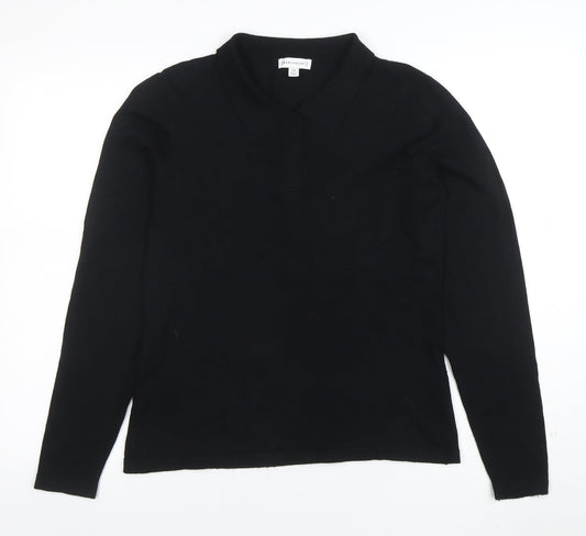 Warehouse Women's Black Collared Long Sleeve Knit Jumper Size 14