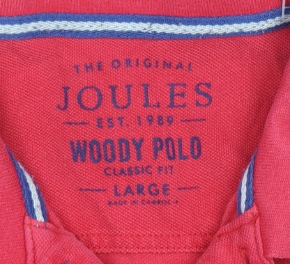 Joules Men's Red Woody Classic Fit Polo Shirt Size L