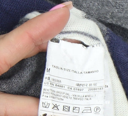 Womens UK Size M United Colors of Benetton Grey Cardigan Jumper