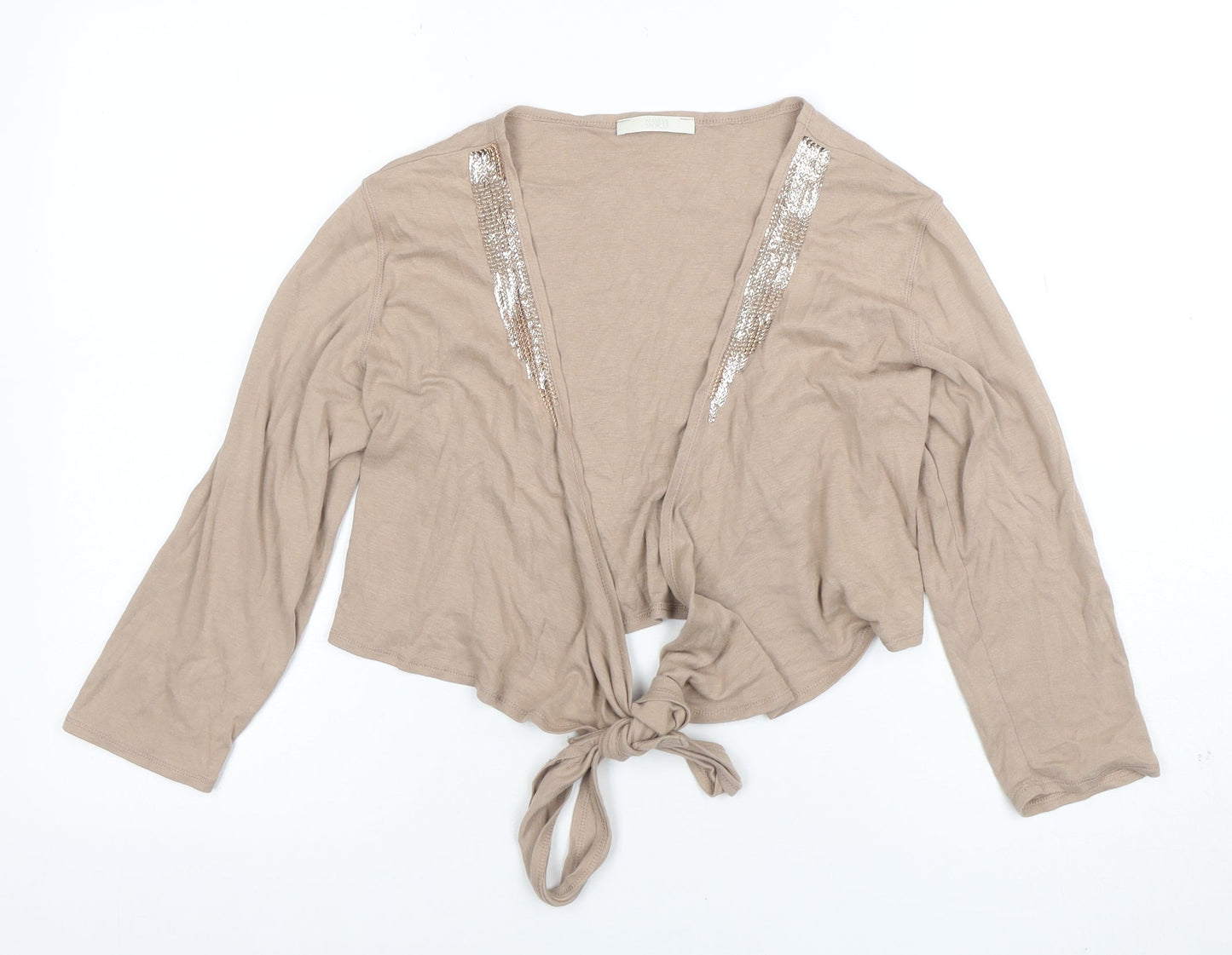 Womens UK Size 14 Marks and Spencer Beige Cropped Blouse