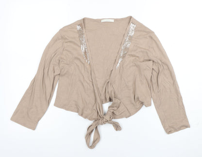 Womens UK Size 14 Marks and Spencer Beige Cropped Blouse