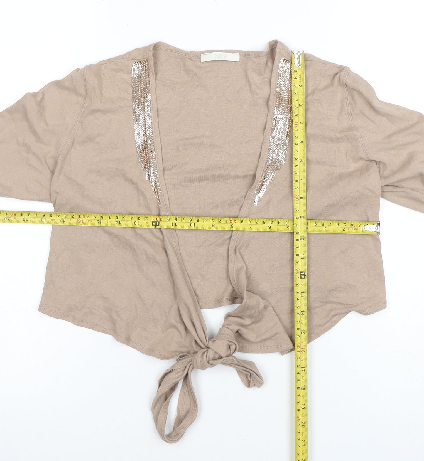 Womens UK Size 14 Marks and Spencer Beige Cropped Blouse