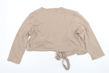 Womens UK Size 14 Marks and Spencer Beige Cropped Blouse