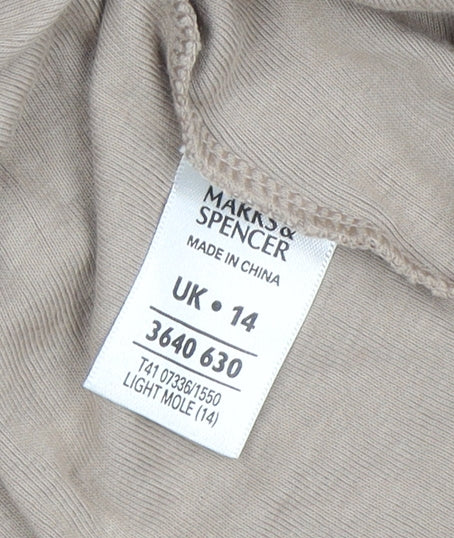 Womens UK Size 14 Marks and Spencer Beige Cropped Blouse