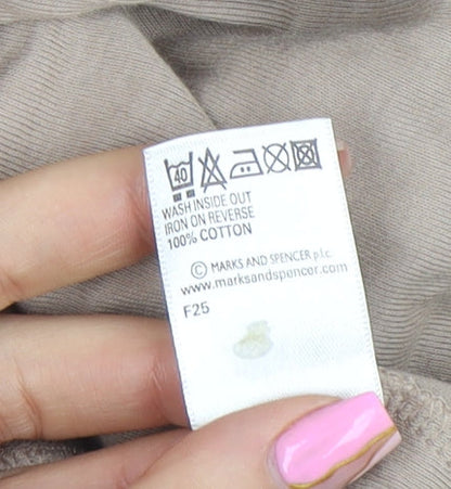 Womens UK Size 14 Marks and Spencer Beige Cropped Blouse