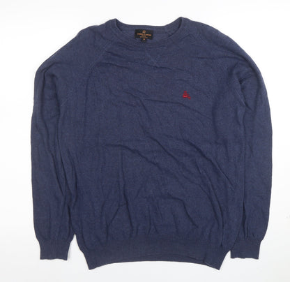 Simon Carter Men’s Blue Cotton Cashmere Crew Neck Jumper Size M