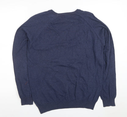 Simon Carter Men’s Blue Cotton Cashmere Crew Neck Jumper Size M