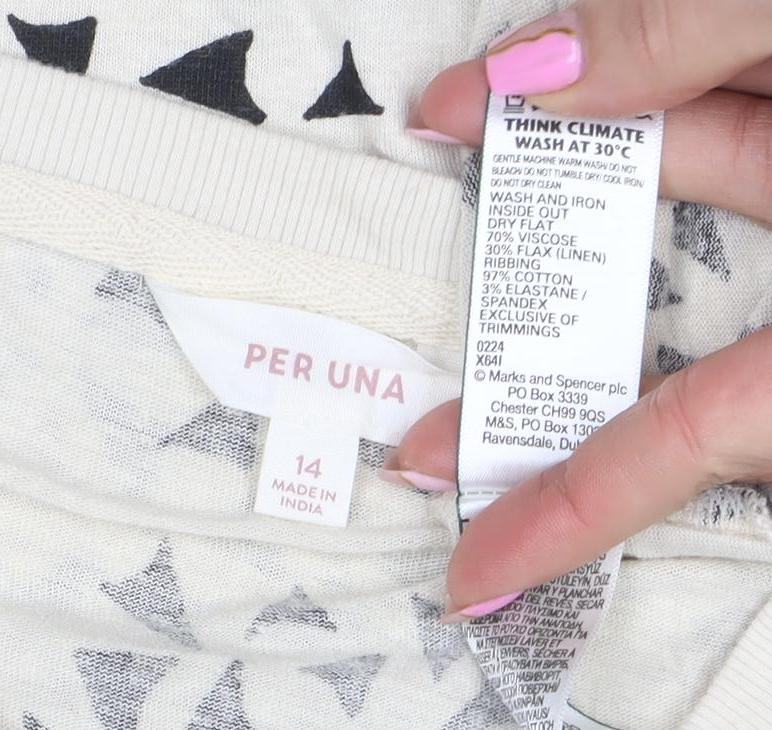 Womens UK Size 14 Per Una Beige Basic T-Shirt