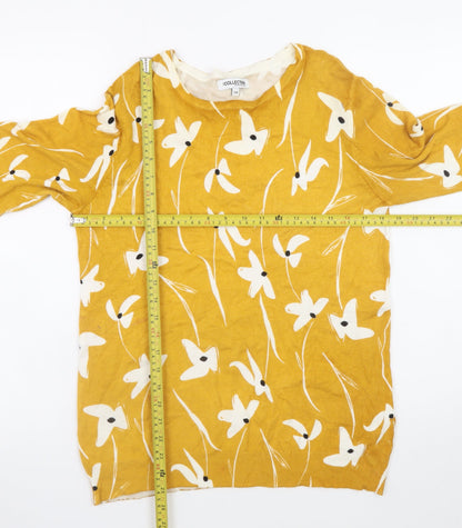 Debenhams Women’s Yellow Floral Knit Pullover Jumper Size 14