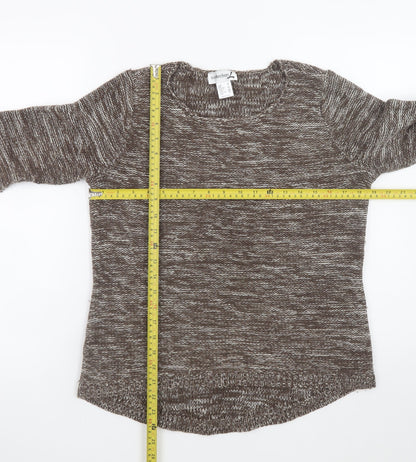 Collection L Women Brown Knit Cotton Acrylic Jumper Size 12