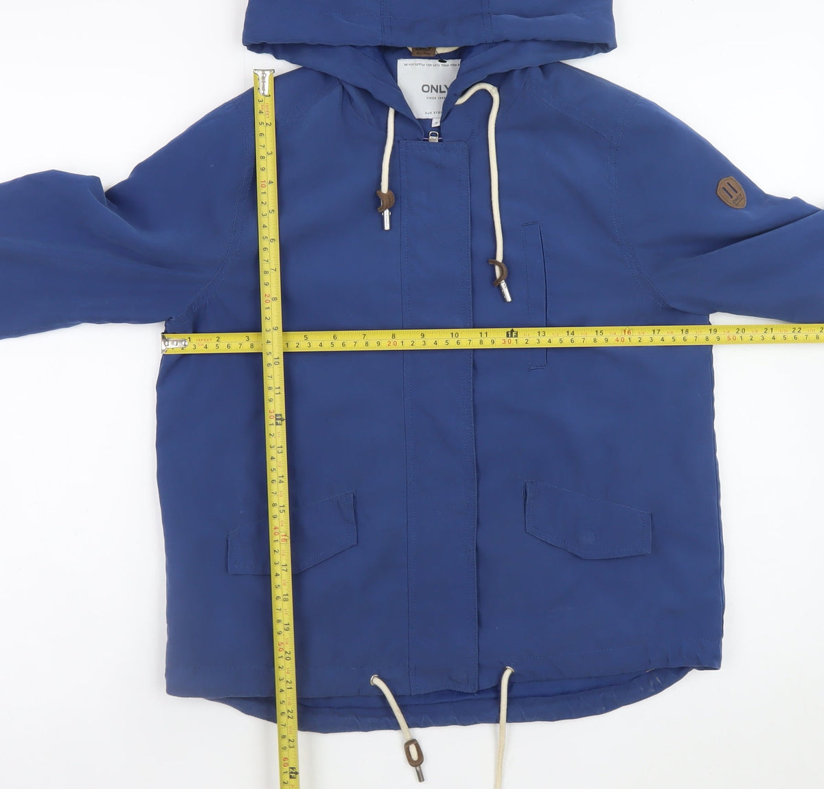 Only Men's Blue Hooded Windbreaker Jacket Size S Polyester Nylon