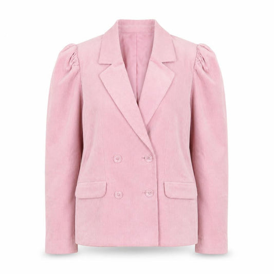Monki Women Pink Corduroy Blazer Size 8 Double Breasted Jacket