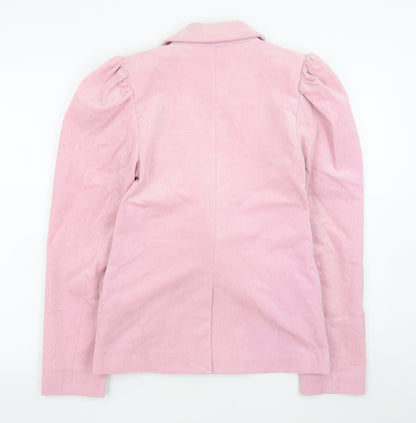 Monki Women Pink Corduroy Blazer Size 8 Double Breasted Jacket