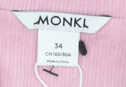 Monki Women Pink Corduroy Blazer Size 8 Double Breasted Jacket
