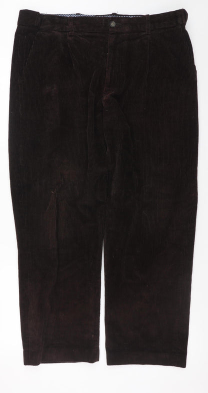 Mens UK Size 36S Maine New England Regular Fit Chino Brown Trousers