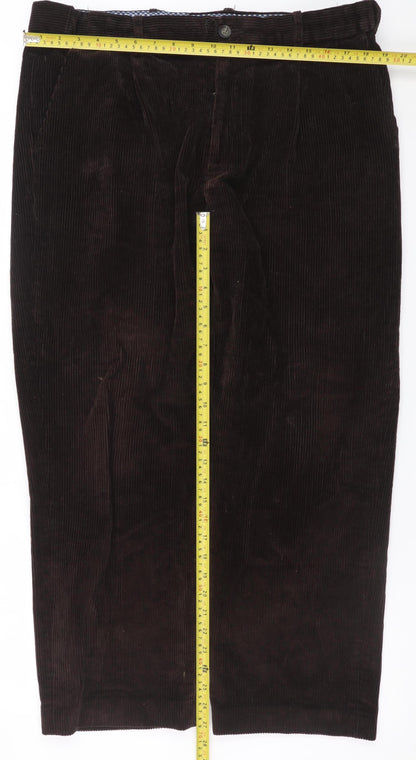 Mens UK Size 36S Maine New England Regular Fit Chino Brown Trousers