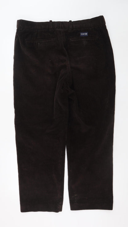Mens UK Size 36S Maine New England Regular Fit Chino Brown Trousers