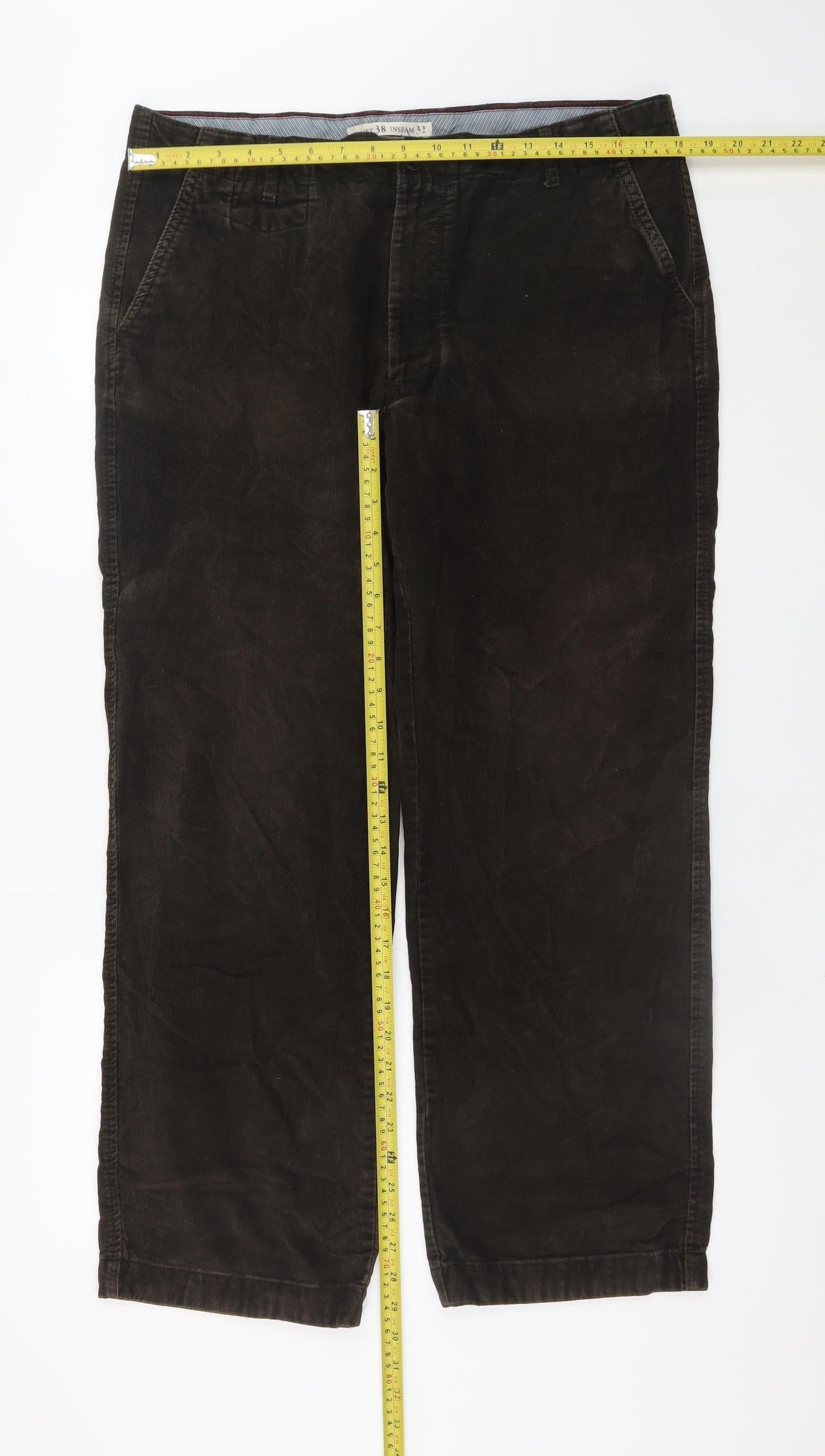 Mens UK Size 38 Marks and Spencer Regular Fit Chino Brown Trousers
