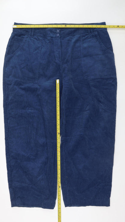Poetry Womens Blue Corduroy Chino Trousers Size 22 Relaxed Fit
