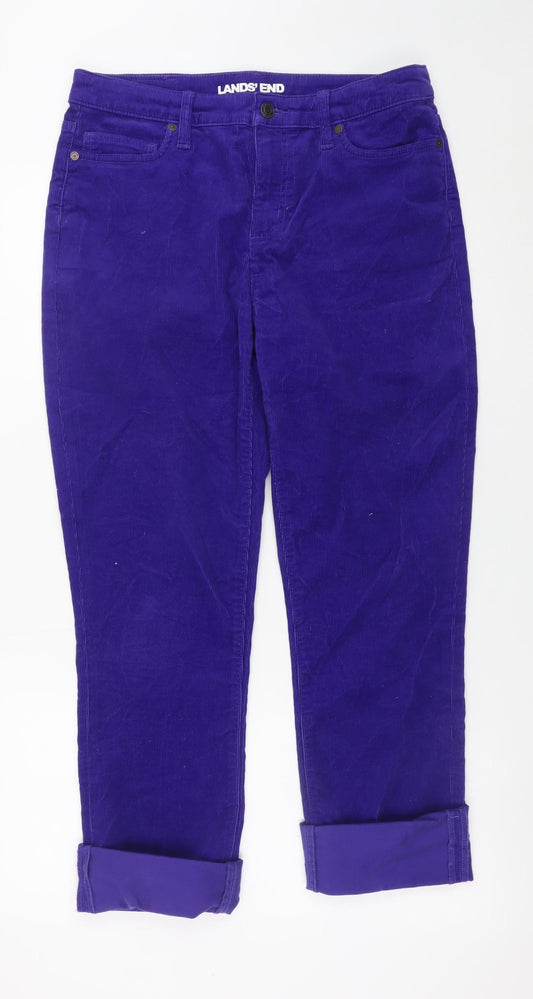 Lands' End Women's Purple Corduroy Chino Trousers UK 12