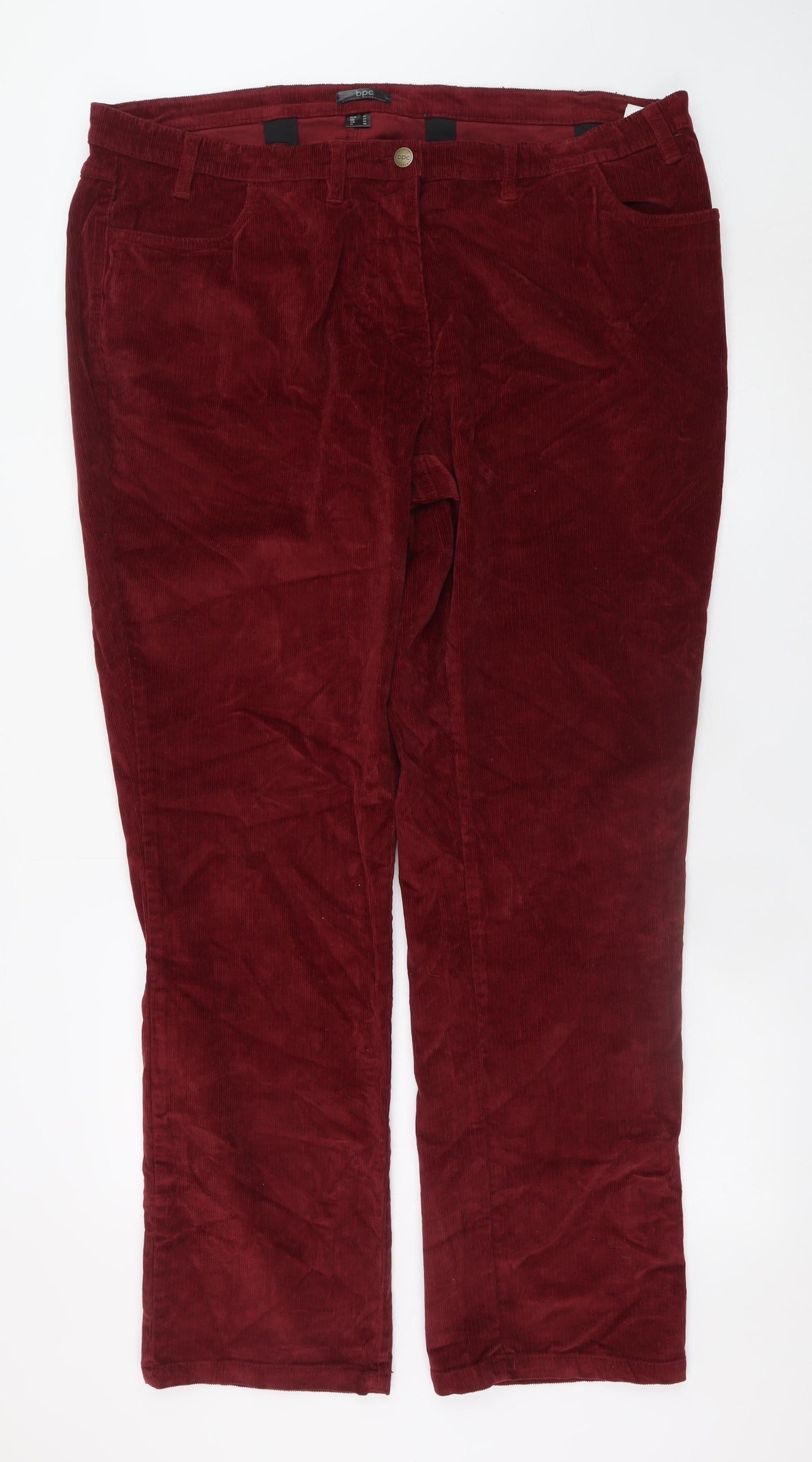 Womens UK Size 24 bpc Bonprix Collection Regular Fit Casual Workwear Red Trouser