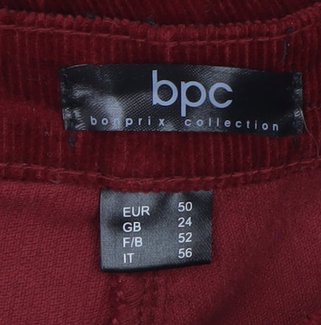 Womens UK Size 24 bpc Bonprix Collection Regular Fit Casual Workwear Red Trouser