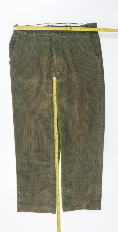 Peter Christian Men's Green Corduroy Chino Trousers W38 L30 Cotton