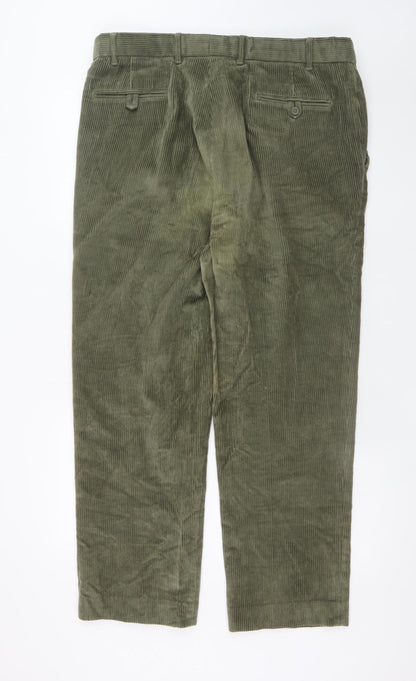 Peter Christian Men's Green Corduroy Chino Trousers W38 L30 Cotton