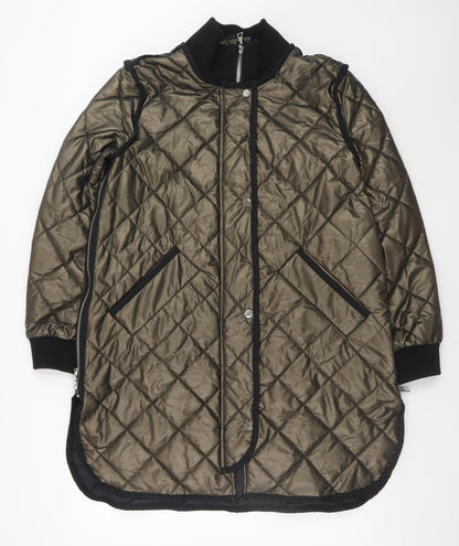 Nuage Womens Brown Quilted Long Coat Size M Winter Padded Jacket