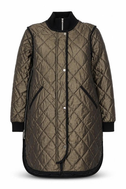 Nuage Womens Brown Quilted Long Coat Size M Winter Padded Jacket