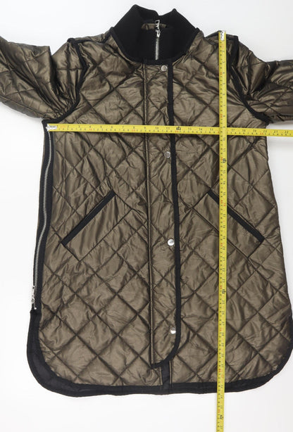 Nuage Womens Brown Quilted Long Coat Size M Winter Padded Jacket