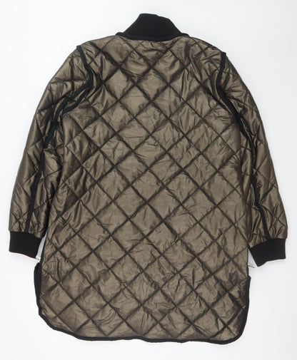 Nuage Womens Brown Quilted Long Coat Size M Winter Padded Jacket