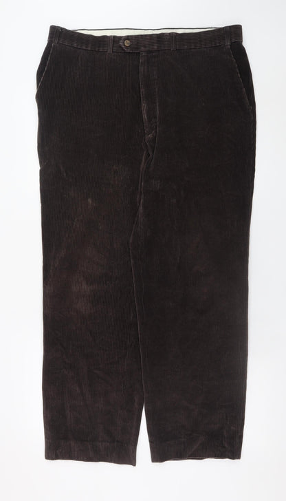 Marks and Spencer Men's Brown Corduroy Trousers 38W 33L Classic Fit