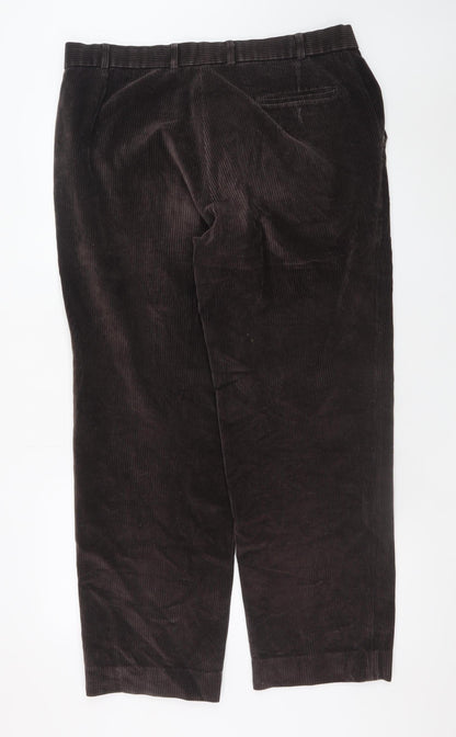 Marks and Spencer Men's Brown Corduroy Trousers 38W 33L Classic Fit