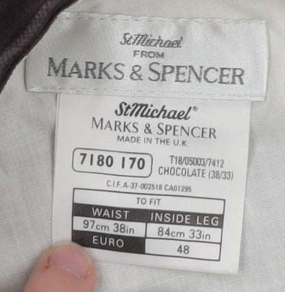 Marks and Spencer Men's Brown Corduroy Trousers 38W 33L Classic Fit