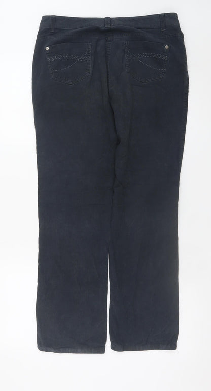 BHS Women Black Corduroy Chino Trousers Size 10 Regular Fit
