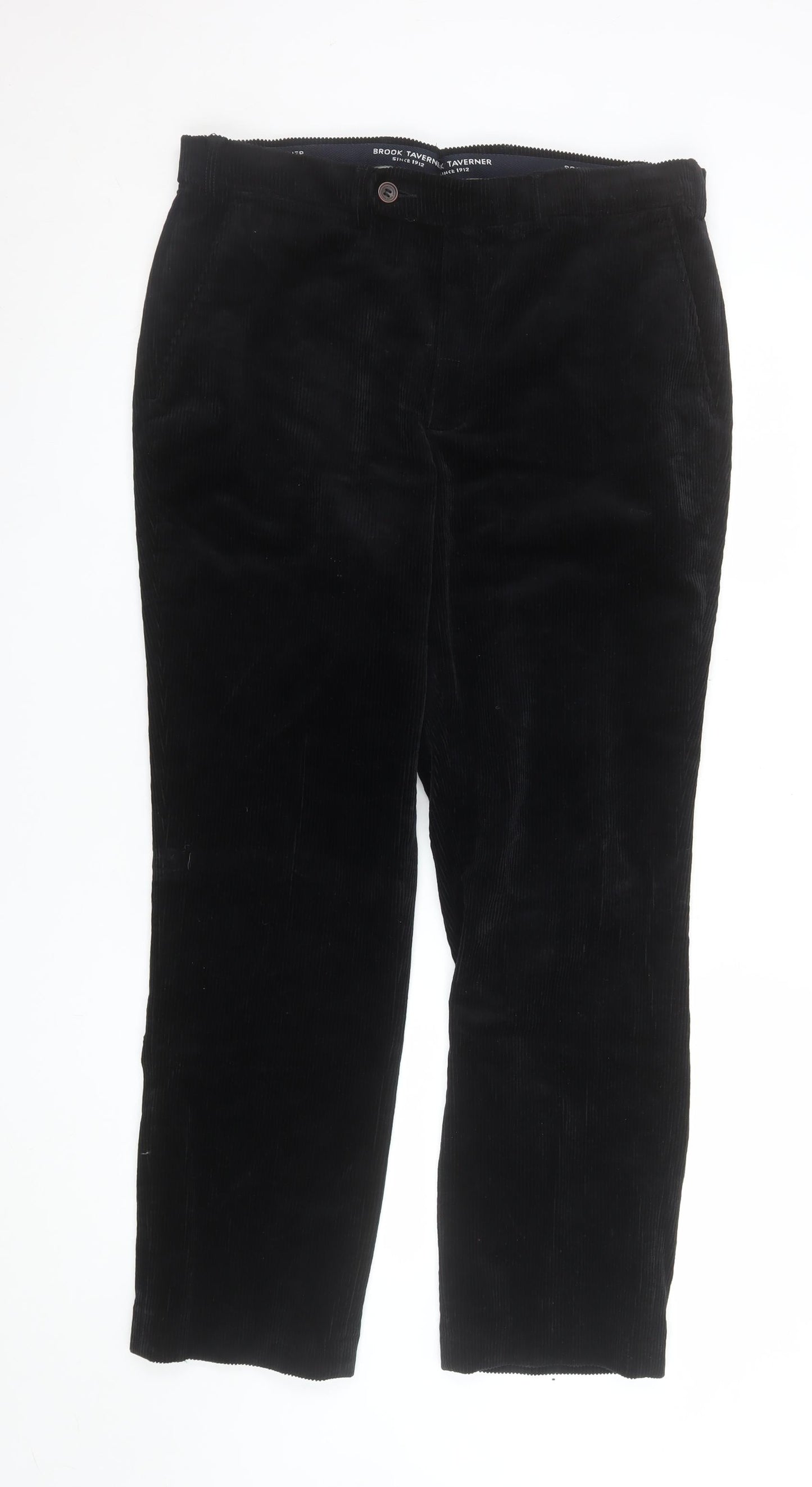 Mens UK Size 36W Brook Taverner Regular Fit Casual Workwear Black Trousers