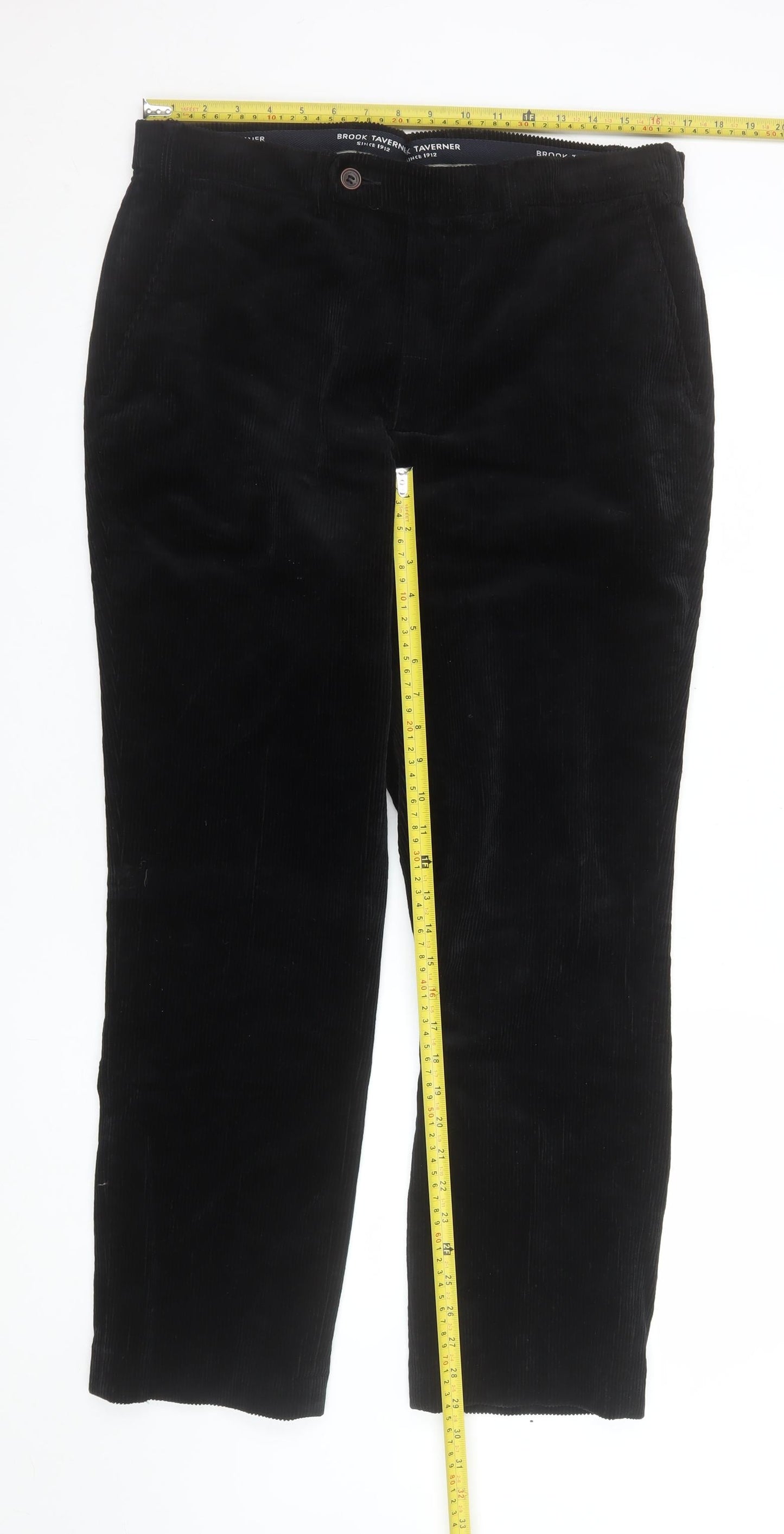 Mens UK Size 36W Brook Taverner Regular Fit Casual Workwear Black Trousers