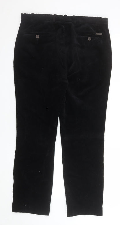 Mens UK Size 36W Brook Taverner Regular Fit Casual Workwear Black Trousers