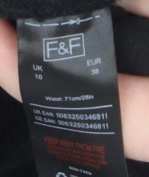 Womens UK Size 10 F&F Regular Fit Casual Workwear Black Trousers